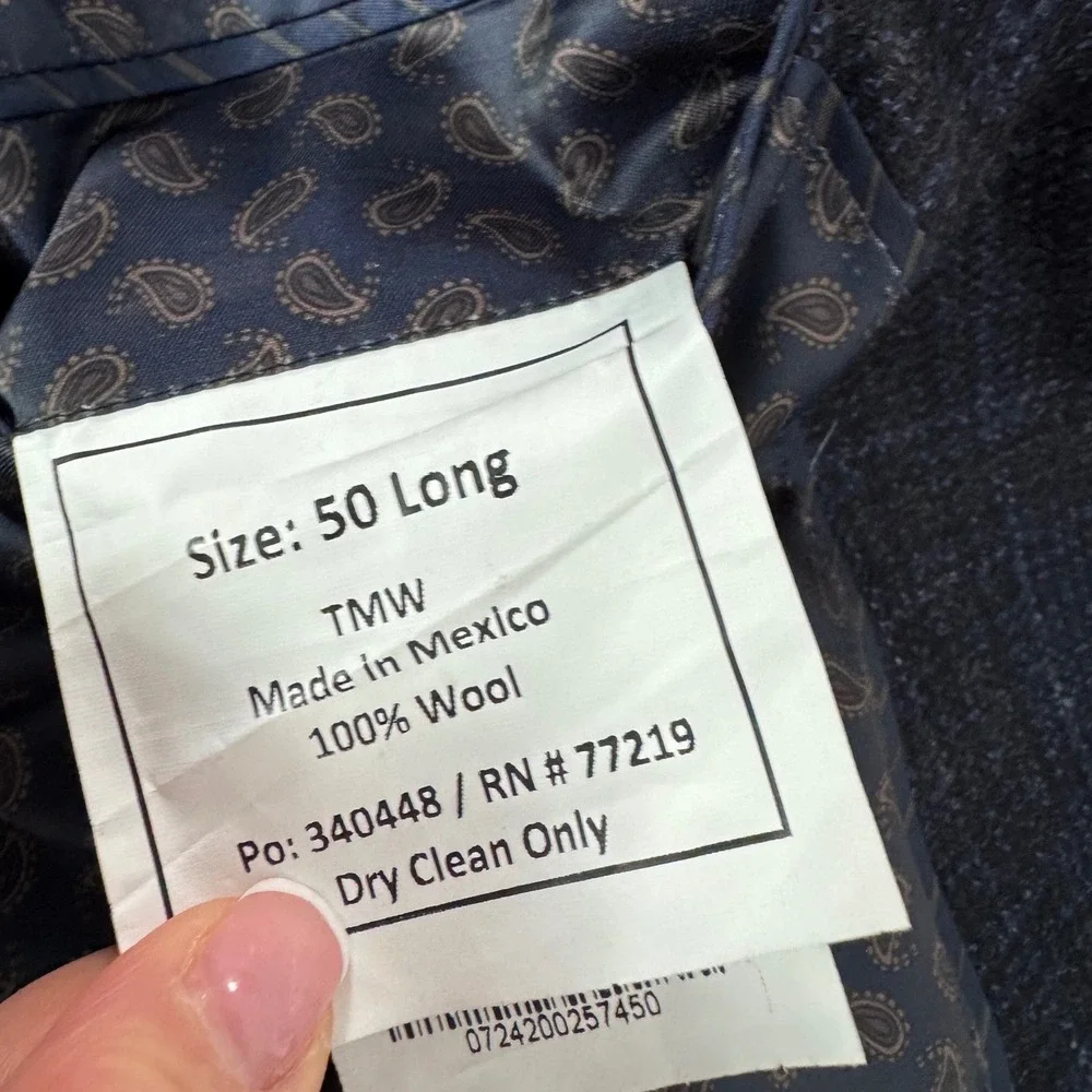 Joseph Abboud Hamilton Soft 50L Sport Coat Lanificio Di Pray Wool Navy Plaid